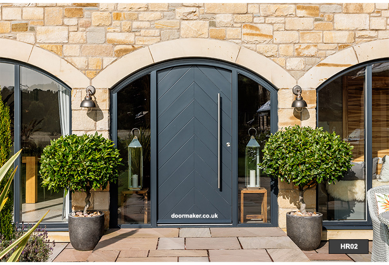 herringbone style arched door anthracite