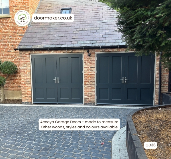 accoya garage doors black blue made to measure
