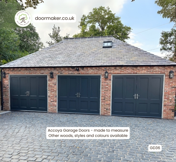 accoya garage doors black blue made to measure