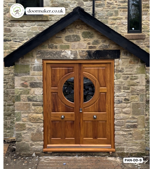 circle panel double doors iroko
