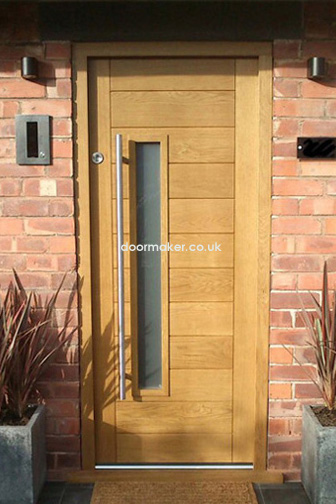 contemporary door framed horizontal boarded