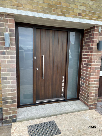 vertical boarded door with sidelights