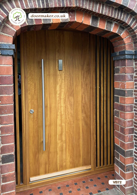 contemporary front door  iroko wooden slats