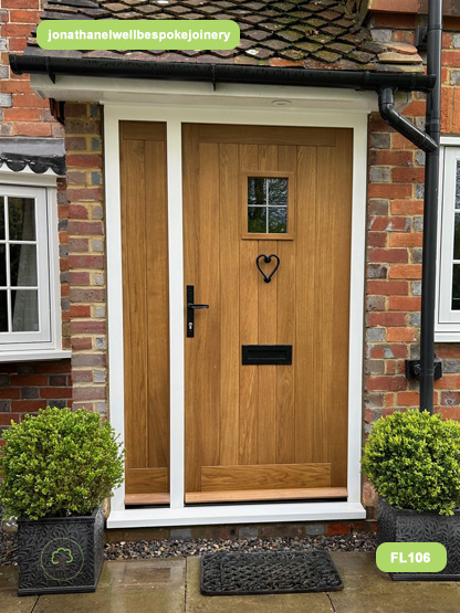bespoke cottage door and side panel oak