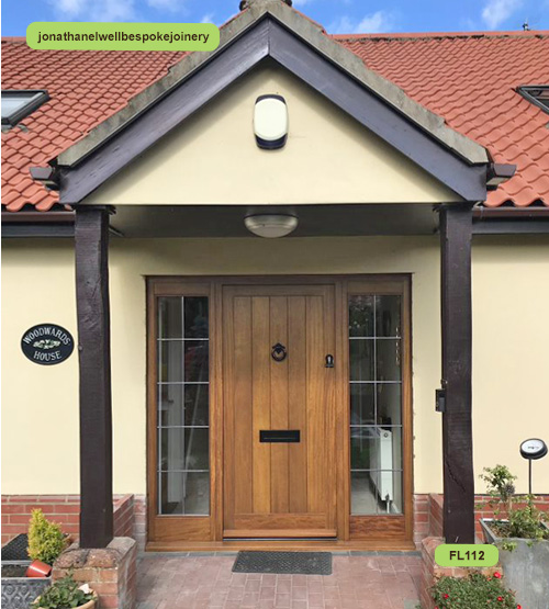 cottage style door iroko and sidelights