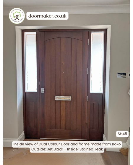 cottage style door and sidelights dual colour iroko