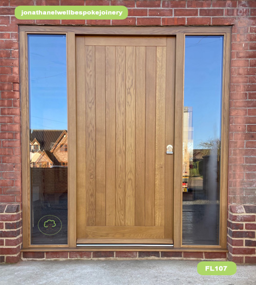 oak cottage door with sidelights