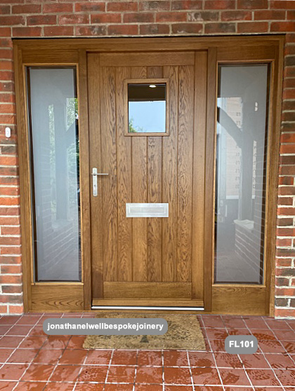 oak cottage door and frame sidelights