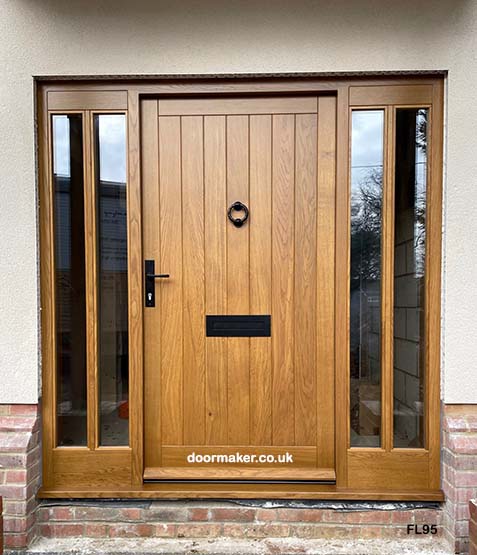 oak framed ledged door and sidelights