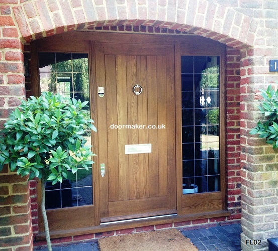 oak doors framed ledged door lead sidelights