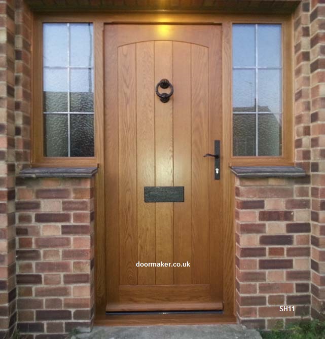 oak door swept head side windows