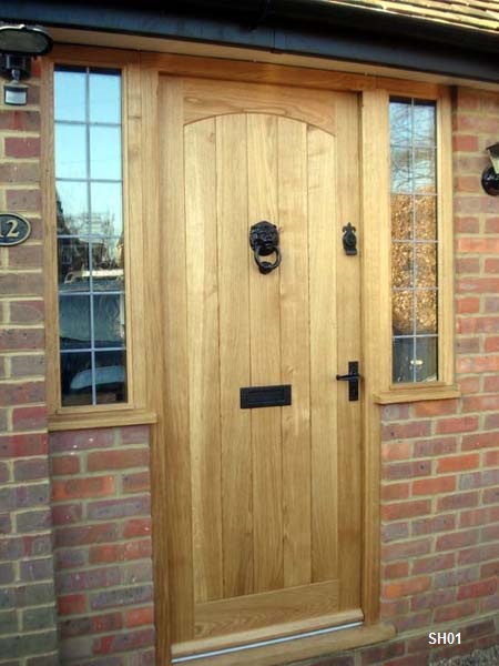 oak swept head door with windows