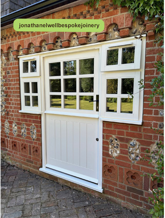 9 pane stable door with opening side windows white