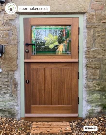 iroko stable door with daffodil glass