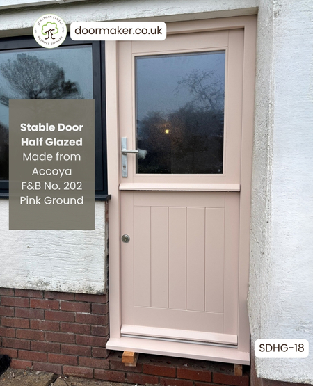Pink stable door made from Accoya