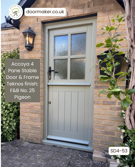 Stable Door 4 Panes & Frame - Ref. SD4-53 made to measure from Accoya Factory Spray Painted: F&B No. 25 Pigeon