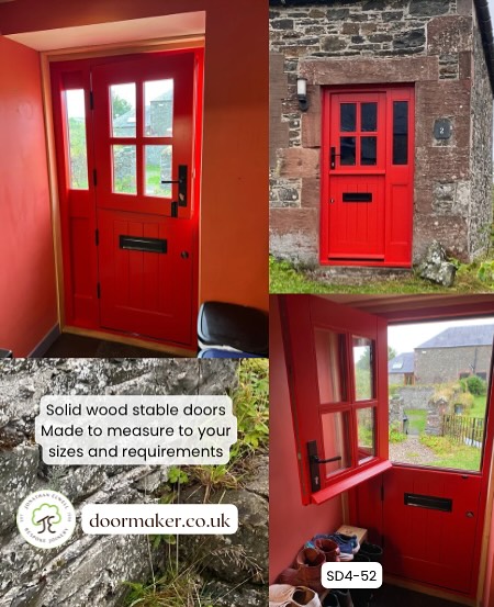stable door with 4 panes painted traffic red