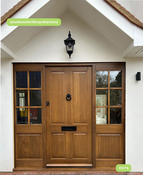 victorian front door oak with side panels
